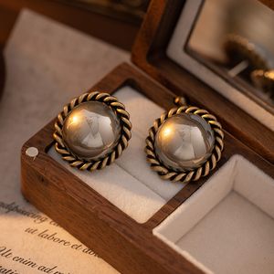 أزياء الربيع الفرنسية الرجعية بيرل جومون أقراط النساء الأذن عشيق الذهب المطلي مع مجوهرات مصمم الماس E2024-2