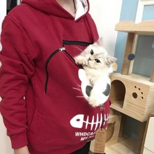 Pullovers Pet Carrier Thicken Shirts Cats Lovers Hoodie Kangaroo Dog Pet Paw Pullovers Cuddle Pouch Sweatshirt Pocket Animal Ear Hooded