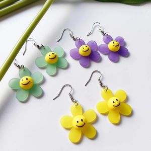 Kolczyki Dangle Zx Summer Smily uśmiechnięta twarz słonecznika dziewczęta oświadczenie upuść przezroczystą żywicę hurtową biżuterię prezent Ins