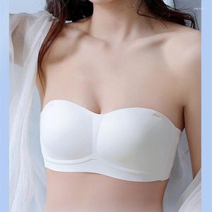 BHs Trägerlose Unterwäsche für Damen, kleine Brust, gerafft, rutschfest, unsichtbar, ohne Stahlring, dünner Abschnitt, nahtloser Tube-Top-Stil