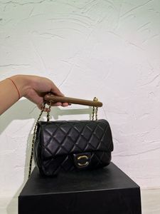 Trähandtag tygväska designer handväska axelväskor kvinnor kedja påse lyx fårskinn kvalitet plånbok läder crossbody väska med låda