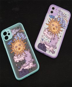 Engraçado sun moon face capa de telefone à prova de choque para iphone 13 11 pro 12 7 xs max x xr se20 8 plus macio tpu fosco doces volta cover2243614