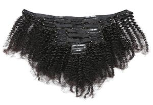 Virgin Brazilian Human Hair Afro Kinky Curly Clip i hårförlängningar 820 tum naturlig färg för svarta kvinnor4987365