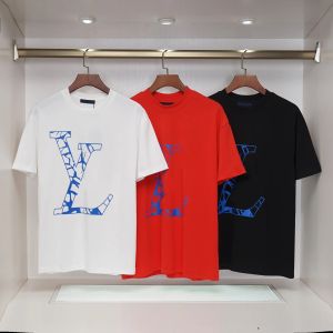 メンズサマーメンデザイナーTシャツコットンルースカジュアルブラック、白、レッドティーレタープリント半袖シャツ