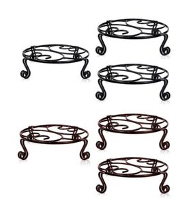 Planters krukor Iron Flower Shelf Potted Plant Stand STORA SVART RUND GOLDSTANDING HOLLOW BALCONY DESKTOP METAL SIMPLE9801120