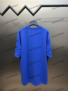 xinxinbuy erkekler tasarımcı tee t shirt 2024 yünlü harf jacquard kollu paris desen kısa kollu pamuk kadın mavi siyah yeşil xs-2xl