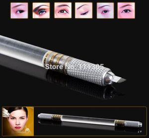 Whole New Top Quality Manual Permanent Eyebrow Makeup Tattoo Pen with CHUSE 50pcs 14 Needles Blade6789728