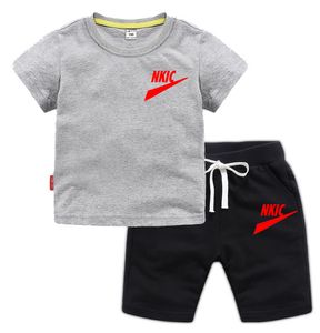 New Summer Children Boy Girl Brand LOGO Print Clothes Cotton T Shirts Shorts 2Pcs sets Infant Kids Fashion Toddler Tracksuits set