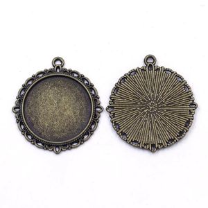 Pendant Necklaces Bronze Tone Pendants Flower Lace For 25mm Cameo Cabochon Base Bezel Setting Round Blank Charm Jewelry DIY Finding 37mm
