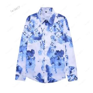 2024 primavera outono manga longa designer camisas de boliche moda masculina geométrica carta impressão botão para baixo vestido homem camisa casual