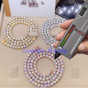 Factory Wholesale Moissanite Jewelry 925 Silver Hip Hop Rock Diamond Chain 2mm 3mm 4mm 5mm 6.5mm Vvs Tennis Necklace