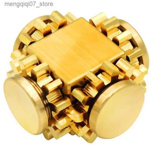 Beyblades Metal Fusion Gear Cube Spinner Finger Copper Mechanical Gyro Linkage Hand Spinner Fingertip Adult Decompression EDC Toys L240304