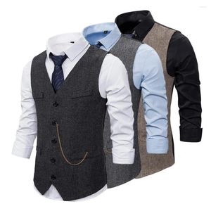 Coletes masculinos homens colete elegante colete formal com decoração de corrente slim fit single-breasted v pescoço negócios para trabalho