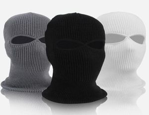 Beanies Unisex 2Hole Malha Máscara de Esqui Balaclava Chapéu Inverno Cor Sólida Cobertura Completa Pescoço Gaiter Outdoor Windproof Beanie Cap11884836