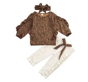 Criança bebê meninas roupas recém-nascidos leopardo roupas topos camiseta branco leggings calças conjunto 8986416