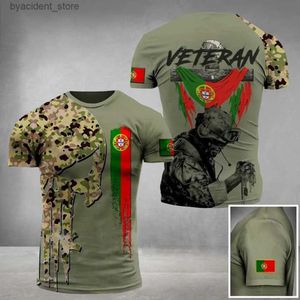 Herr t-shirts 3D-tryck t-skjorta män hög kvalitet spansk portugisisk flagg mode armé specialstyrkor skjorta soldat toppar plus storlek l240304