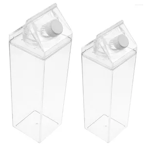 Take Out Containers 2 Pcs Transparent Milk Bottle Kids Water Plastic Bottles Drinking Portable Packing Feeding Beverage