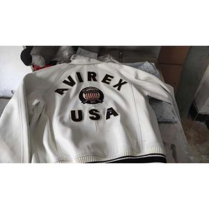 Avirex jaquetas bomber masculinas 1975 EUA branco avirex lapela pele de carneiro couro casual atlético terno de voo 186