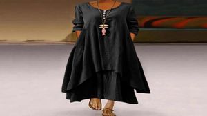 Casual klänningar Autumn Women Black Long Dress Plus Size Sleeve O Neck Big Swing Elegant For Clothing Vestidos Mujer 20218273540