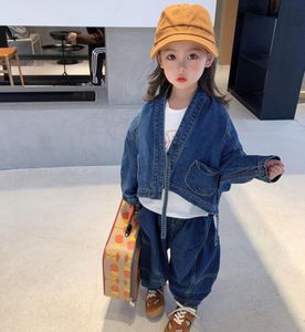 Mode Kinder Cowboy-Jacken 2021 Herbst Kinder Fledermausärmel Schnür-Denim-Outwear Mädchen lässige Jeans Mantel Tops A75509519919