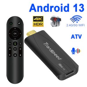 Transpeed TV Stick Android 13 ATV med TV -app 4K 3D TV -låda 2.4G 5G Voice Assistant Control Media Player TV -mottagare Set Top Box 240221