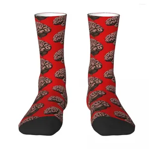 Erkek çorap beyinleri polka nokta desen - nöroloji kırmızı tasarım çorap erkek kadın polyester çoraplar özelleştirilebilir