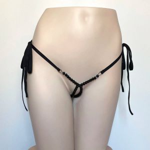 Roupa de banho deka g cordas mulheres hipster mini micro biquíni tangas massagem exótica pérolas calcinha tanga sunbath praia bottoms lingerie