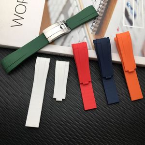 21mm 18mm Watch Band Curved End Silicone Rubber Watchband för rollrem för Explorer II 2 42mm Dial Armband Combination Buckle286e