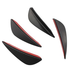 4Pcsset Black Carbon Fiber Fit Front Bumper Lip Splitter Fin Air Knife Auto Body Kit Car Spoiler Canards Valence Chin Accessory7899871