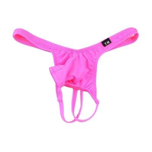 高弾性アイスシルクファッショナブルホローT字型T字型パンツFlirtatious Temptation U Convex Bag Teeophole Men's Double Strap Sexy Underwear 439562
