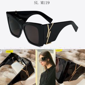 최고 럭셔리 디자이너 SL M119/F Blaze Sunglasses 클래식 남성 여성 고글 브랜드 같은 검은 색 패션 큰 프레임 고양이 선글라스 2024