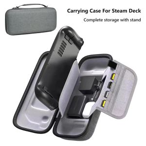 Väskor för Steam Deck Game Console Storage Bag Eva Hard Shell Suffsäkert skyddande fodral Flera kortplatser Travel Bärarväskor