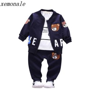 Nuovi bambini Ragazzi Ragazze Set di abbigliamento Primavera Autunno 2019 Cappotto in cotone stile moda con pantaloni Vestiti per bambini 3 pezzi Tuta3940640