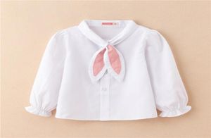 Yürümeye başlayan kızlar bluz gömlekler giysileri beyaz gömlek kız eşarp pembe kravat uzun kollu resmi pamuk okul öğrencisi üniforma 21041138934