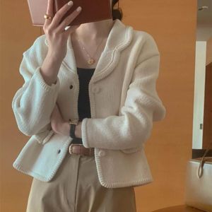 Women's Knits 2024 Fall Winter Clothing Vintage Cardigan Coat Pull Femme Korean Tunic Thicked Sueter Mujer Solid Color Knitted Cropped