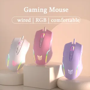 Mouse Mouse da gioco cablato Mouse retroilluminato ottico ergonomico Gamer Girl Mouse retroilluminato RGB 6400 DPI per PC Laptop Computer Tablet Desktop