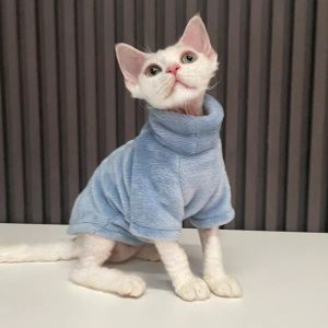 Klädturtleneck katttröja kappa vinter varm hårlös kattkläder mjuk fluff pullover skjorta för mainecoon katt chihuahua husdjur kläder