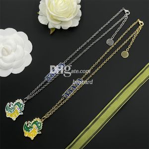 Designer Cute Animal Pendant Necklaces Delicate Gold Stamped Chain Necklaces Letter Plated Pendants With Box