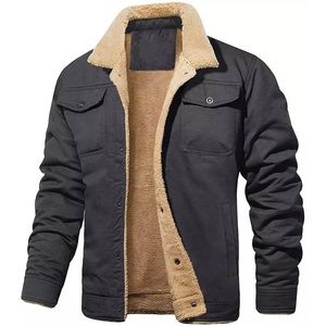 Giacca invernale da uomo spessa calda boutique di moda tinta unita giacca di jeans casual da uomo cappotto di lana denim maschile di grandi dimensioni S-5XL240304