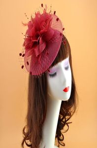 Women039s Moda Partisi Fascinator Saç Aksesuar Tüy klipli Şapka Şapka Lady Peçe Günlük Saçkopları 9775052