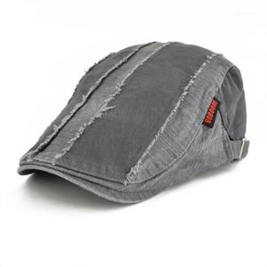 Sboy Hats Voboom Gri Sıkıntılı Pamuk Düz Kap Erkekler Golf Kapakları Retro Baker Boy Hat Erkek Gatsby Sürücü Cabbies Beret Boina 1253T