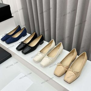 Designer shoes Denim Lambskin Ballet Flats Bow Mary Jane square toe Flat Loafer Mule Women Spring Summer Sandal Quilted Slip on Ballerina Slides CHAN 2024