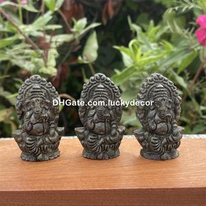 Calcopirite Ganesha Statua Decor Quarzo naturale Gemme di cristallo Lord Ganesh Ganapati Figurina Divinità indù Dio dell'intelligenza Buona fortuna Successo Prosperità Feng Shui