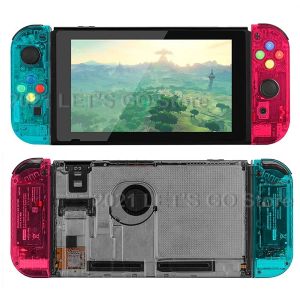 Przypadki Nintend Switch Console DIY Przezroczysta czarna tylna płyta + przezroczysta niebieska czerwona obudowa Joycon do akcesoriów przełącznika Nintendo