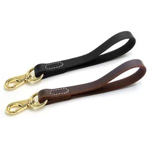 Leashes Dog Leashes Pet Short Leash Real Leather Short Dog Traffic Lead for Big Dogs Training and Walking Genuine Leather Pet Supplies