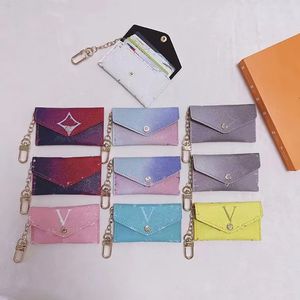 Unisex Designer Key Pouch Fashion leather Purse keyrings Mini Wallets Coin Credit Card keychain Holder 19 colors epacket