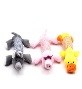 Mini desenhos animados rosa piggy amarelo pato pelúcia boneca pet cão gato jogando brinquedos animais de pelúcia com som ornamento pingente natal criança 1574005