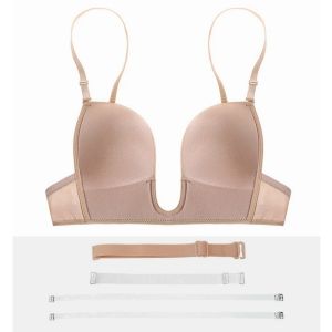 Dresses Invisible Backless Bras Women Strapless Sexy Lingerie Sex U Underwear for Wedding Dress Fox Gathered Push Up Open Bare Back Tops