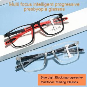 Solglasögon Fashion Simple Progressive Multifocal Frame Sports Reading Glasses Presbyopic Eyewear Ultra Light Anti-Blue