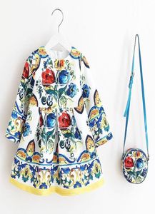 Baby Girls Dress with Bag Brand Kids Autumn Dresses For Girls Clothing Floral Children Christmas Dress Princess Vestidos F12056844220